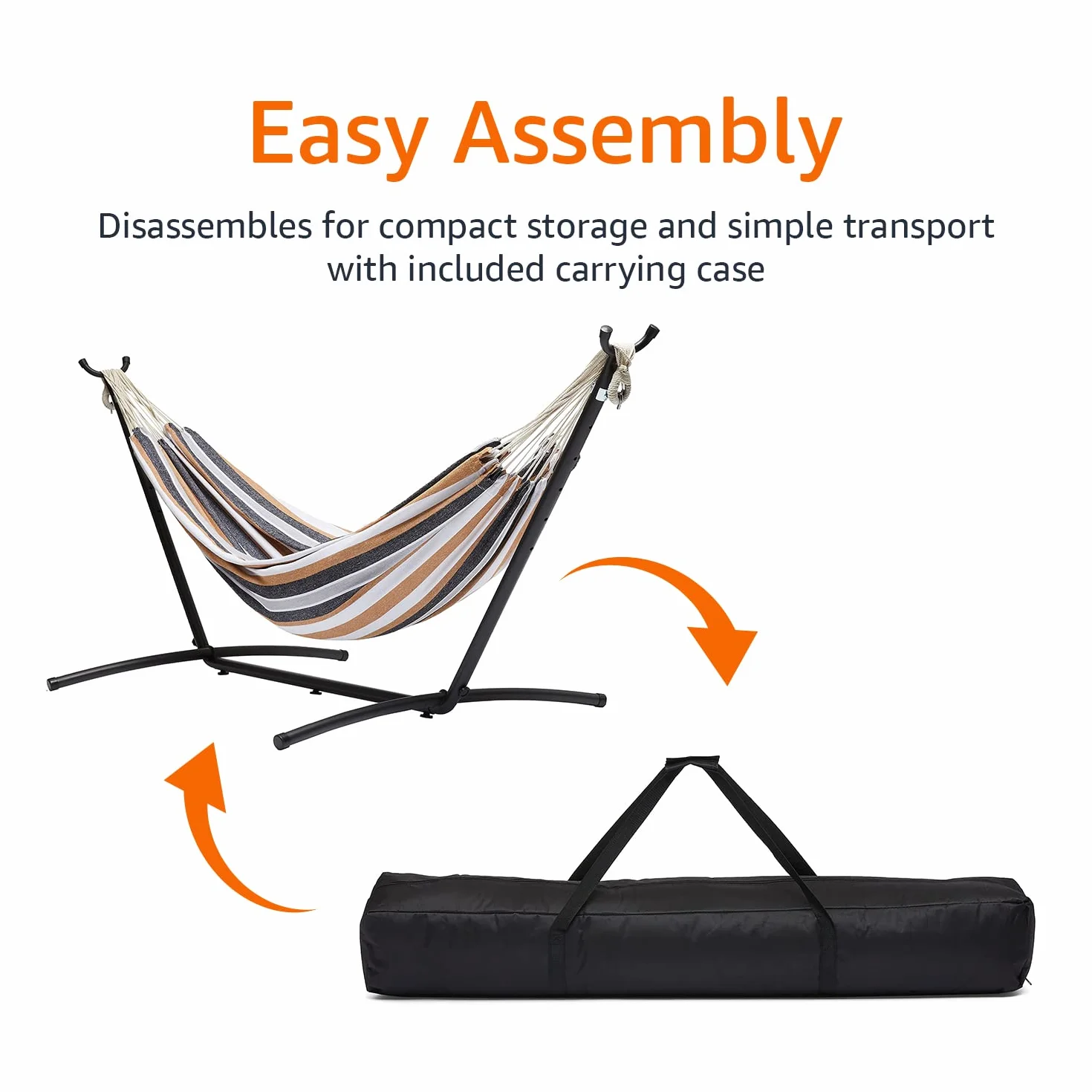Amazon Basics Hamak Materiałowy ze Stojakiem 117 x 300 x 100 cm Wielokolorowy