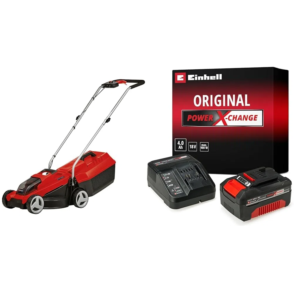 Einhell Akumulatorowa kosiarka GE-CM 18/32 Li-Solo Power X-Change & Einhell Power X-Change Akumulator z Ładowarką, Czarny/Czerwony, ‎