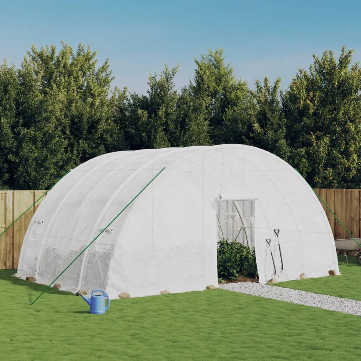 Homgoday Szklarnia ogrodowa, szklarnia z białą stalową ramą 24 m² 6 x 4 x 2,85 m, szklarnia ogrodowa szklarnia ogród warzywny szklarnia balkonowa szklarnia szklarnia do roślin