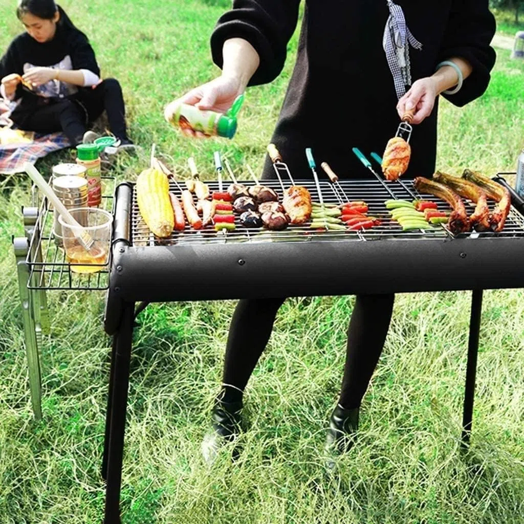 Grill, Campingowy grill węglowy Domowy grill ogrodowy Ogród Piekarnik wędzarniczy Grill ze stali nierdzewnej Składany grill na zewnątrz Odpowiedni dla 5-8 osób