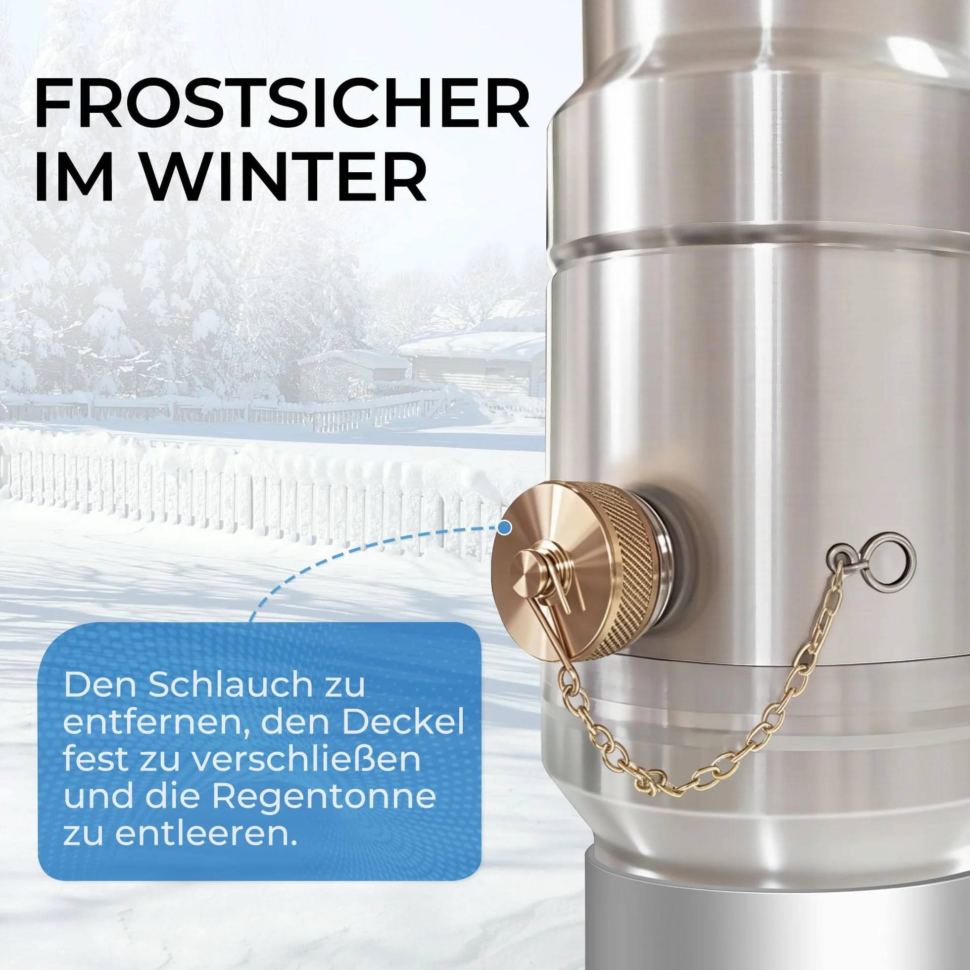 Kolektor deszczówki do rur spustowych 100 mm, Stali Nierdzewnej i Aluminium, Zbieranie wody deszczowej do rury spustowej DN100, z 45 cm Wężem i Złączem do Beczek, Konstrukcja Podwójnej Ściany