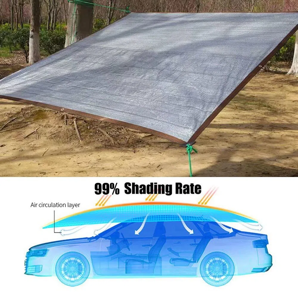 Aluminiowy żagiel przeciwsłoneczny, 99% odporny na promieniowanie UV, zacieniający materiał do roślin ogrodowych, budy, samochodu, odblaskowa tkanina przeciwsłoneczna, różne (6 x 11 m)