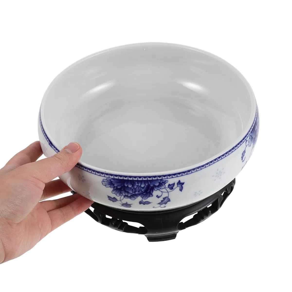 Generic Ceramiczna Doniczka Hydroponiczna Do Kwiatów Lotosu Biała Porcelanowa bez Otworów z Plastikową Podstawą Dekoracyjny Okrągły Pojemnik Do Uprawy Wodnej Biura Balkonu