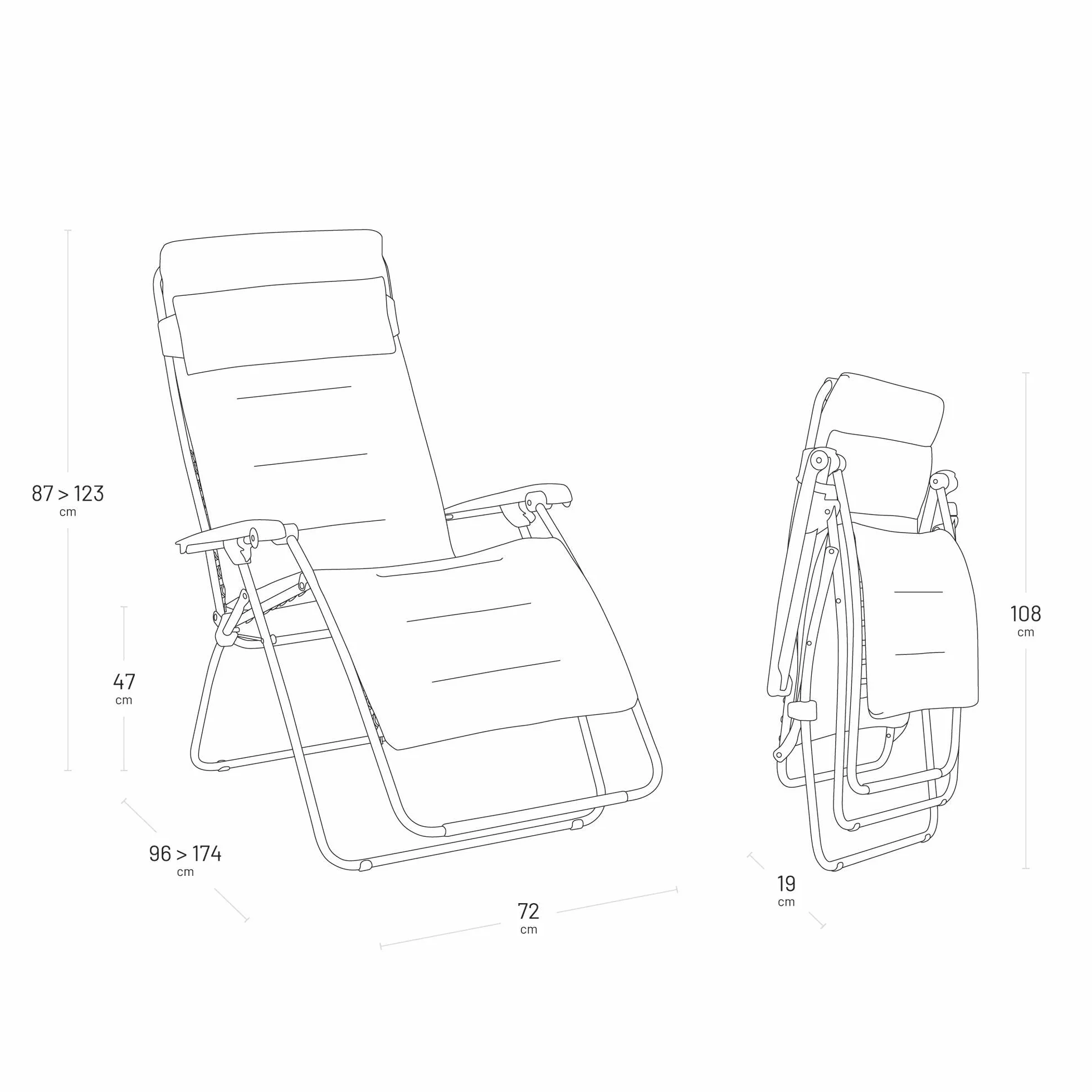 Lafuma Fotel relaksacyjny, wyściełany, zero grawitacji - Rsx Clip Xl Aircomfort (czarny Acier)