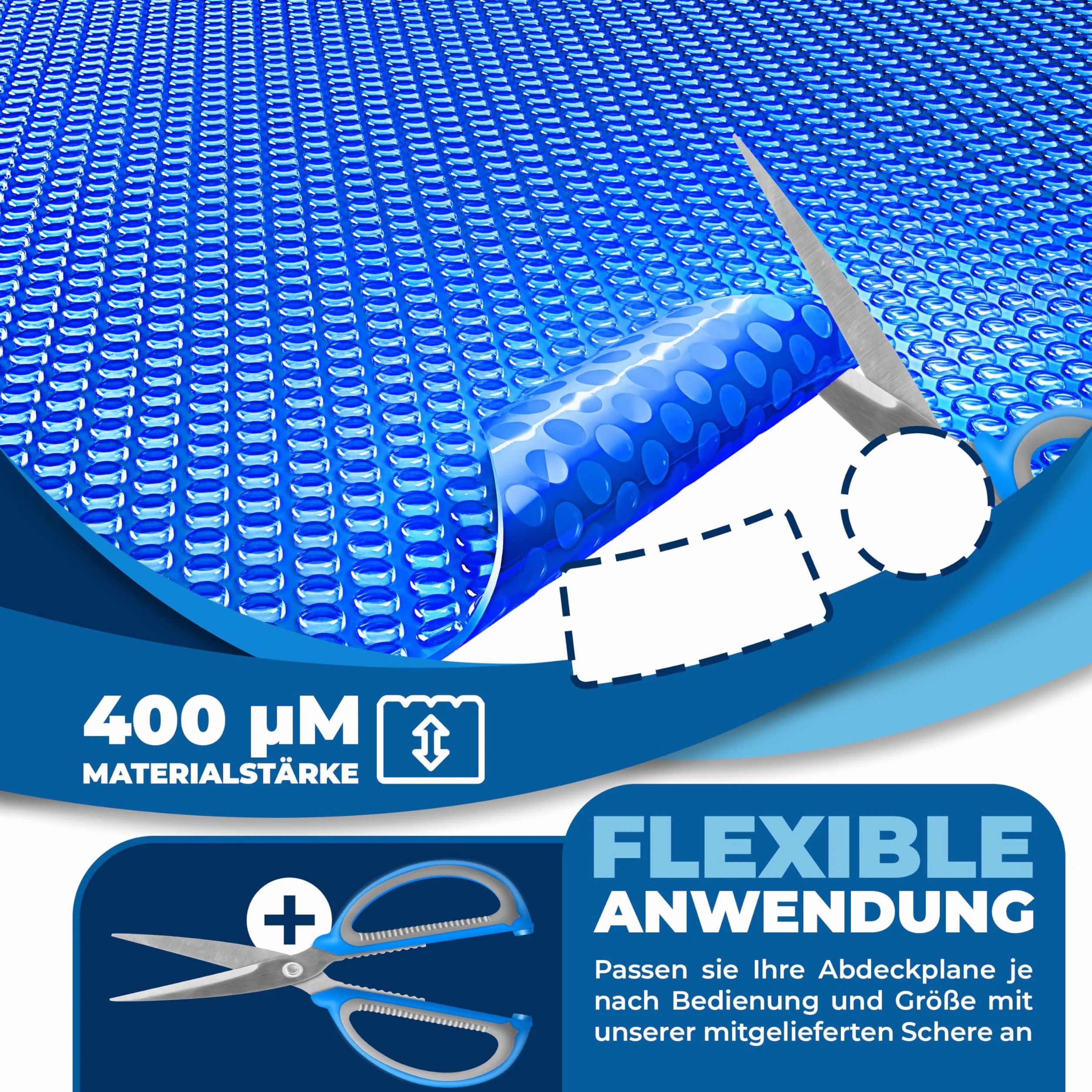 KESSER® Plandeka solarna do basenu, okrągła, Ø 457 cm, folia solarna o grubości 120 µm, plandeka solarna z możliwością przycięcia, folia solarna do podgrzewania wody