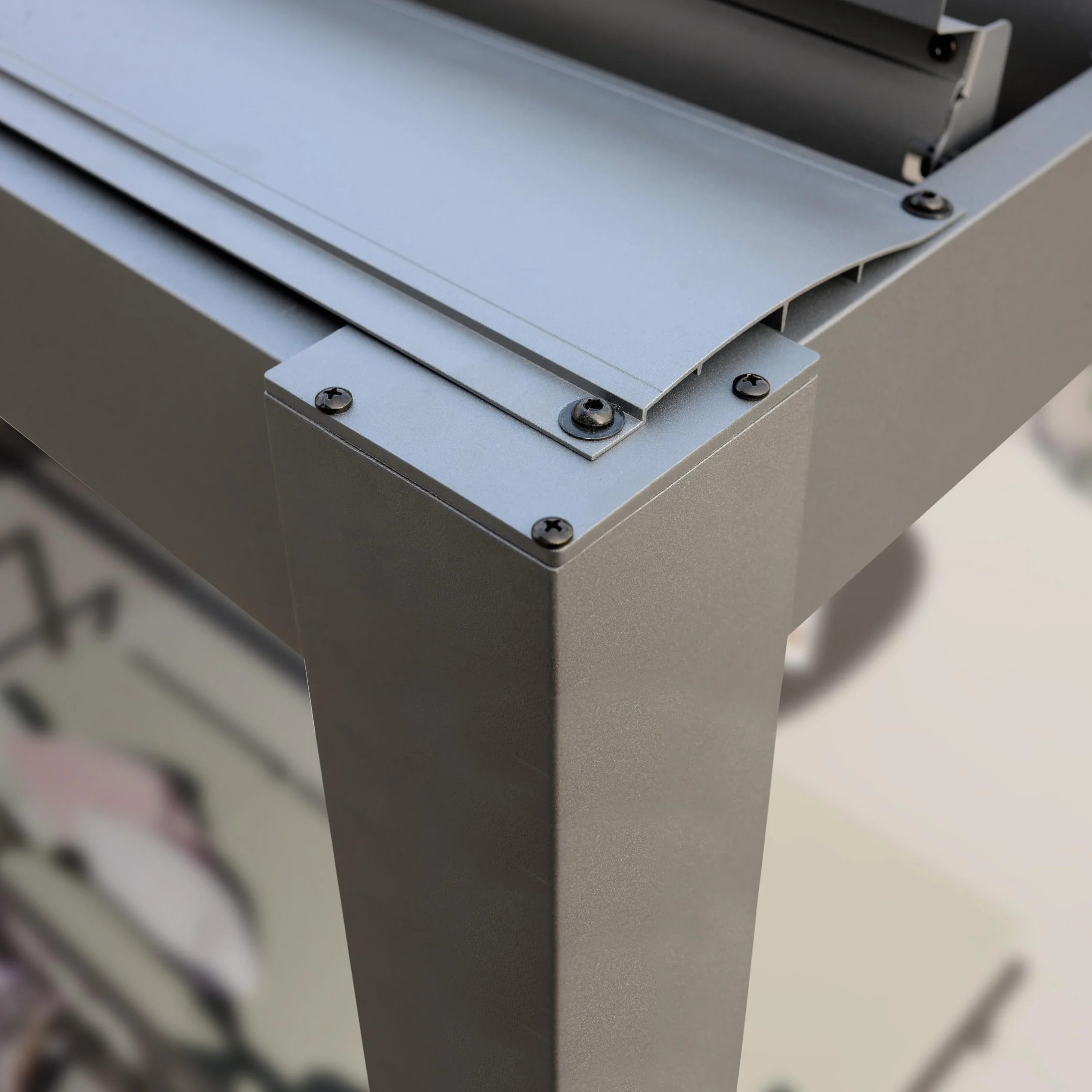 PRIMEYARD Pergola 3x3 m słupy aluminium z dachem z listew stalowych szara osłona tarasu