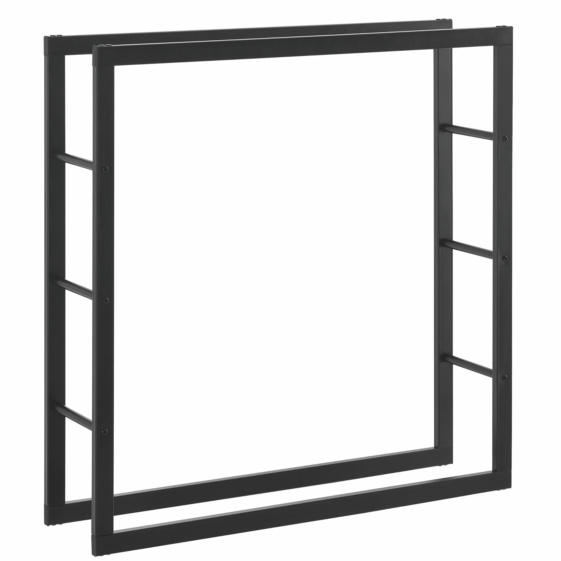 [en.casa] Regał na drewno kominkowe Täby, regał na drewno opałowe, do użytku wewnątrz i na zewnątrz, metalowy, 100 x 25 x 100 cm, stojak na drewno opałowe, stojak na drewno kominkowe, czarny
