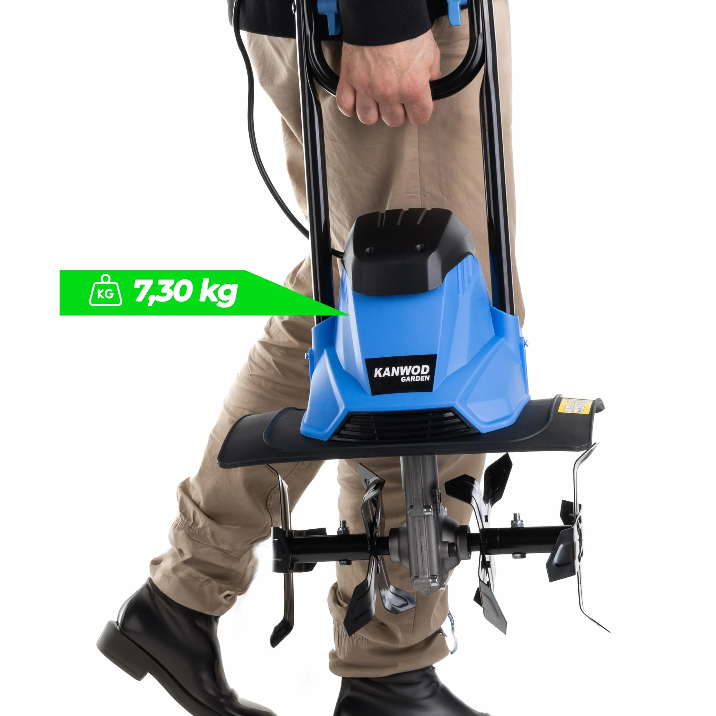 KANWOD Elektryczny motobinarka 1500 W 36 cm 22 cm składany uchwyt ostrza 4 ramiona czarny niebieski