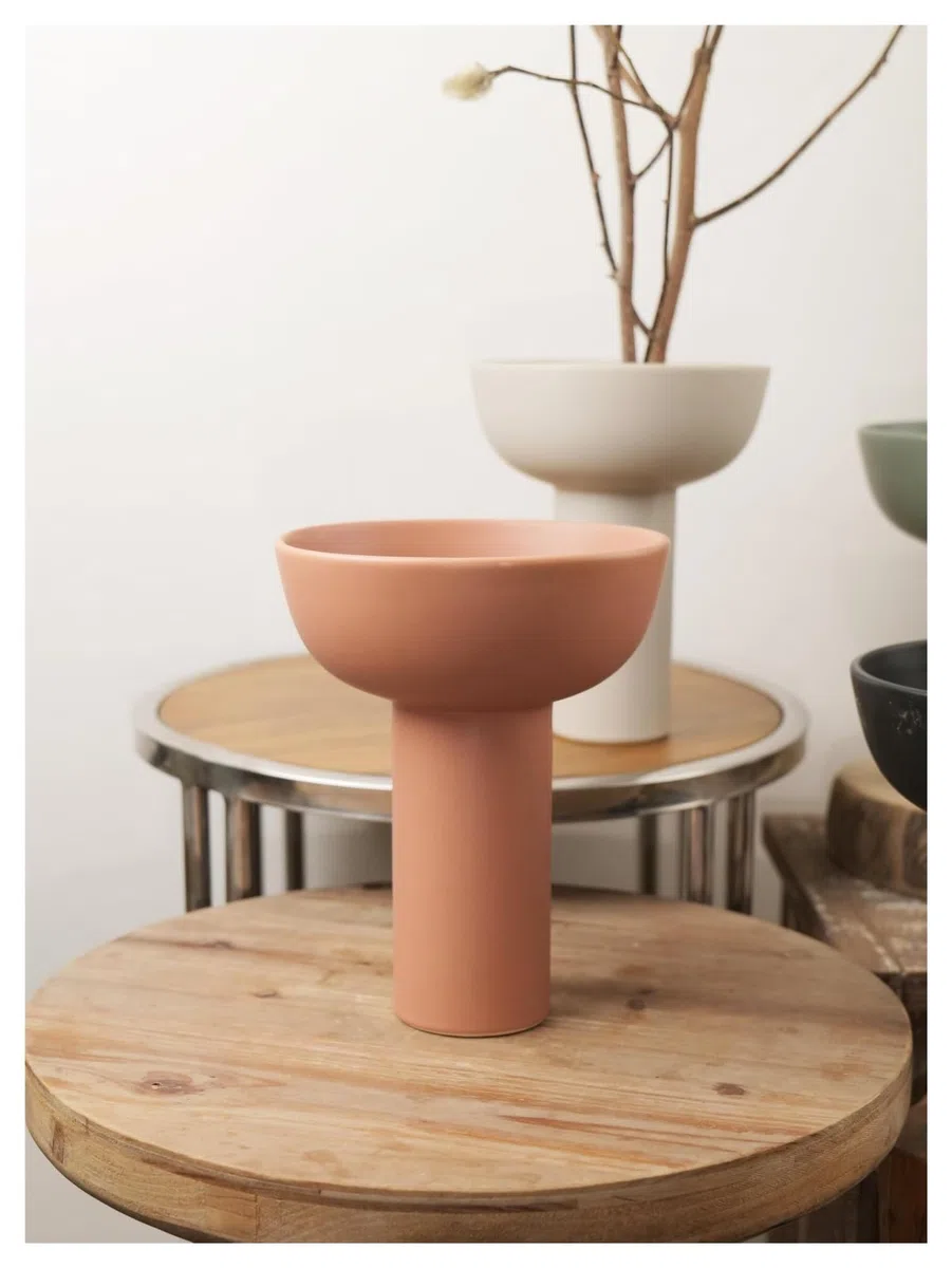 Ceramiczna doniczka w stylu vintage, doniczka na sukulenty, storczyki, kwiaty, klasyczna donica na rośliny, dekoracja ogrodowa (jasnoczerwona)