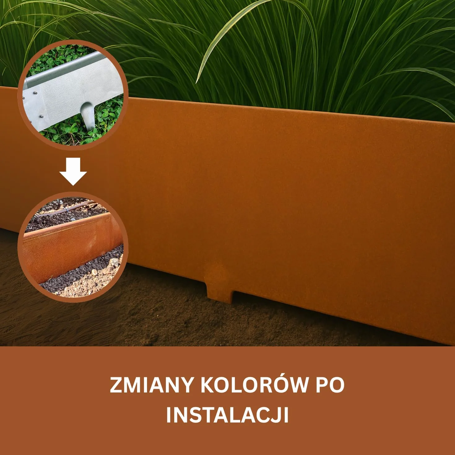 Rori Obrzeża trawnikowe ze stali Corten 5m - 16 cm wys. – zaokrąglony wierzch – 5 x 1m gięte obrzeża trawnikowe – obwódka do ogrodu warzywnego i rabat – ogrodzenie DIY