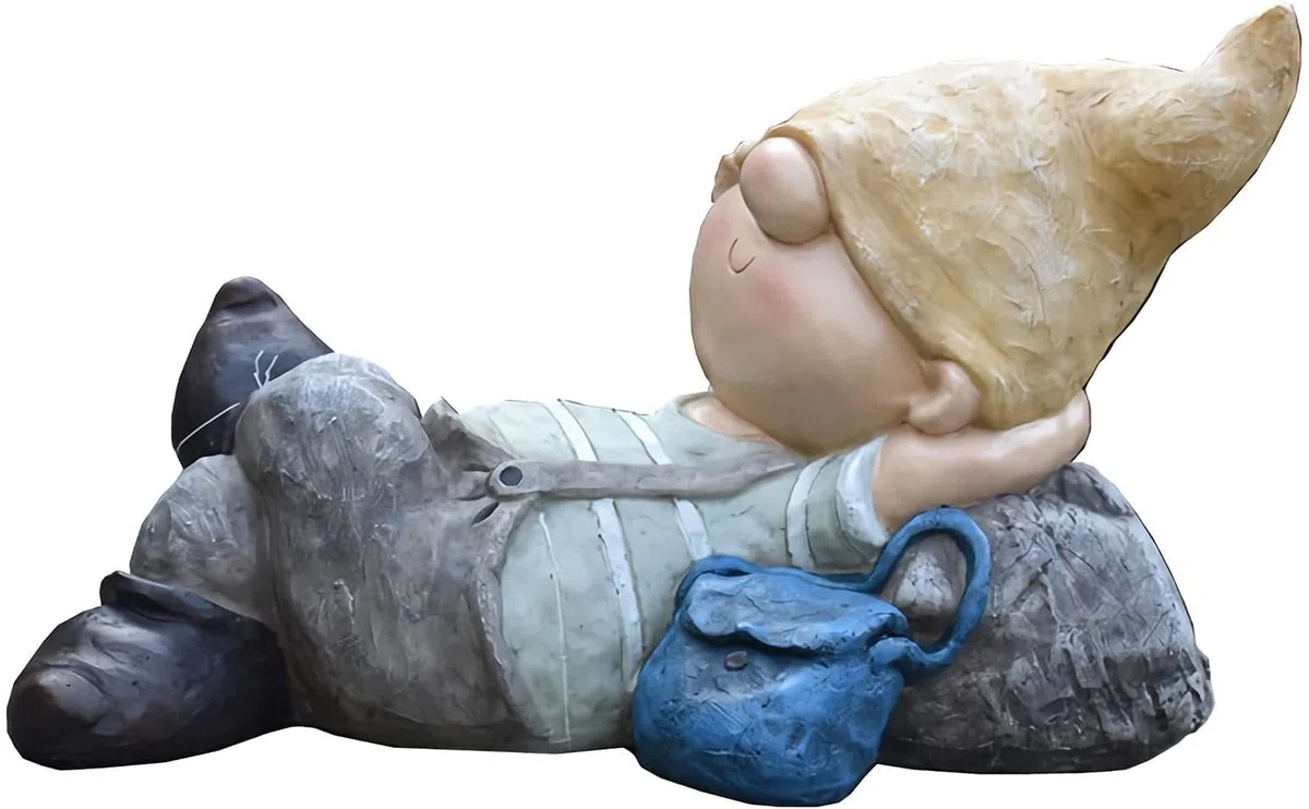 Figurka śpiącego elfa, posąg krasnala z żywicy ogrodowej, zabawne figurki na zewnątrz do dekoracji podwórka, 26 cm wys