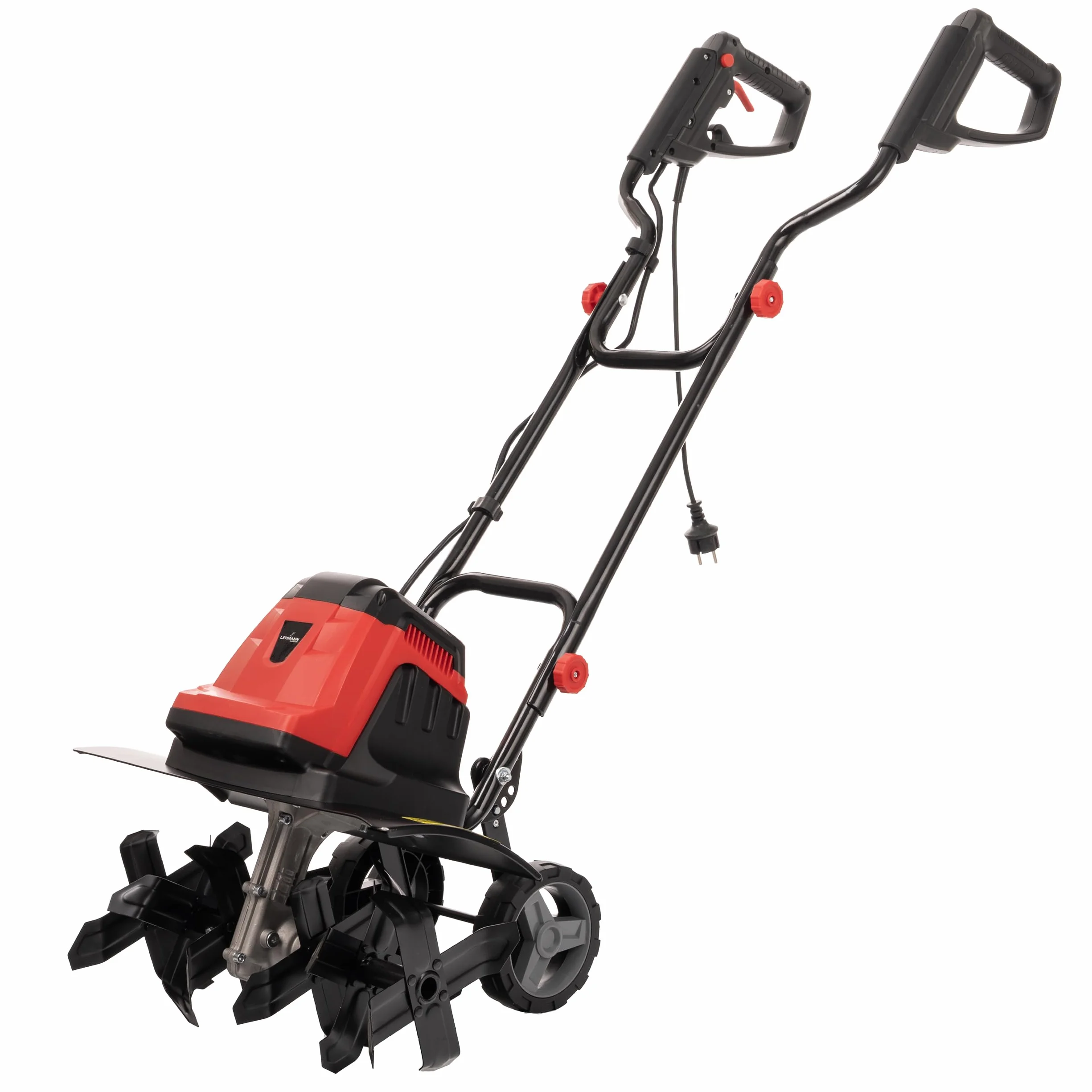 LEHMANN Elektryczna glebogryzarka, 1800 W, glebogryzarka o szerokości roboczej 45 cm i głębokości roboczej 22 cm, 24 noże, składany uchwyt, frezarka ogrodowa z kołami transportowymi do kopania i