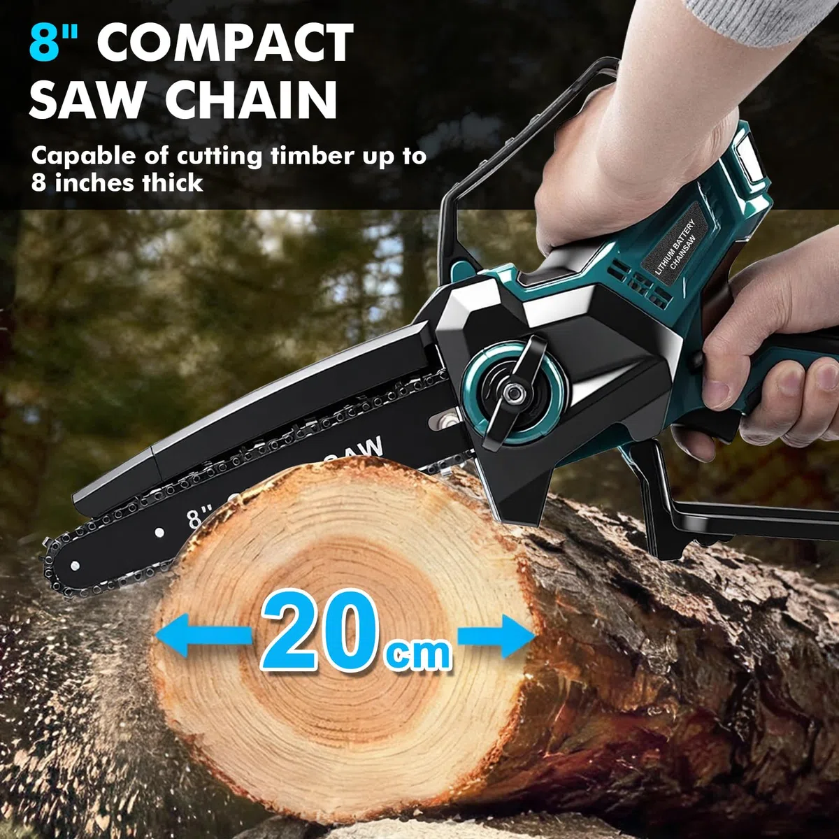 Mini akumulatorowa piła łańcuchowa do Makita 18 V 8 cali, 600 W, elektryczna piła łańcuchowa do przycinania drzew z automatycznym smarownicą do przycinania i ogrodnictwa (bateria nie wchodzi w