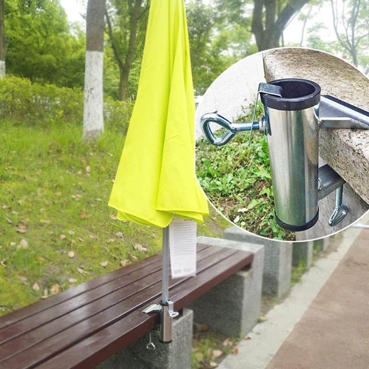 Uchwyty przeciwsłoneczne na balkon, 2 szt., ocynkowane, pogrubione, Ø 25–38 mm, uchwyt balkonowy na parasole przeciwsłoneczne, balustradę balkonową, stojak na parasol