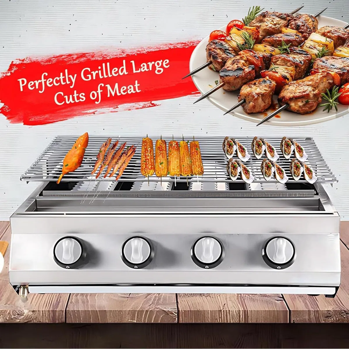 8-palnikowy grill gazowy, grill ze stali nierdzewnej z regulowaną wysokością, idealny na imprezy, kemping i pikniki - profesjonalny sprzęt do grillowania