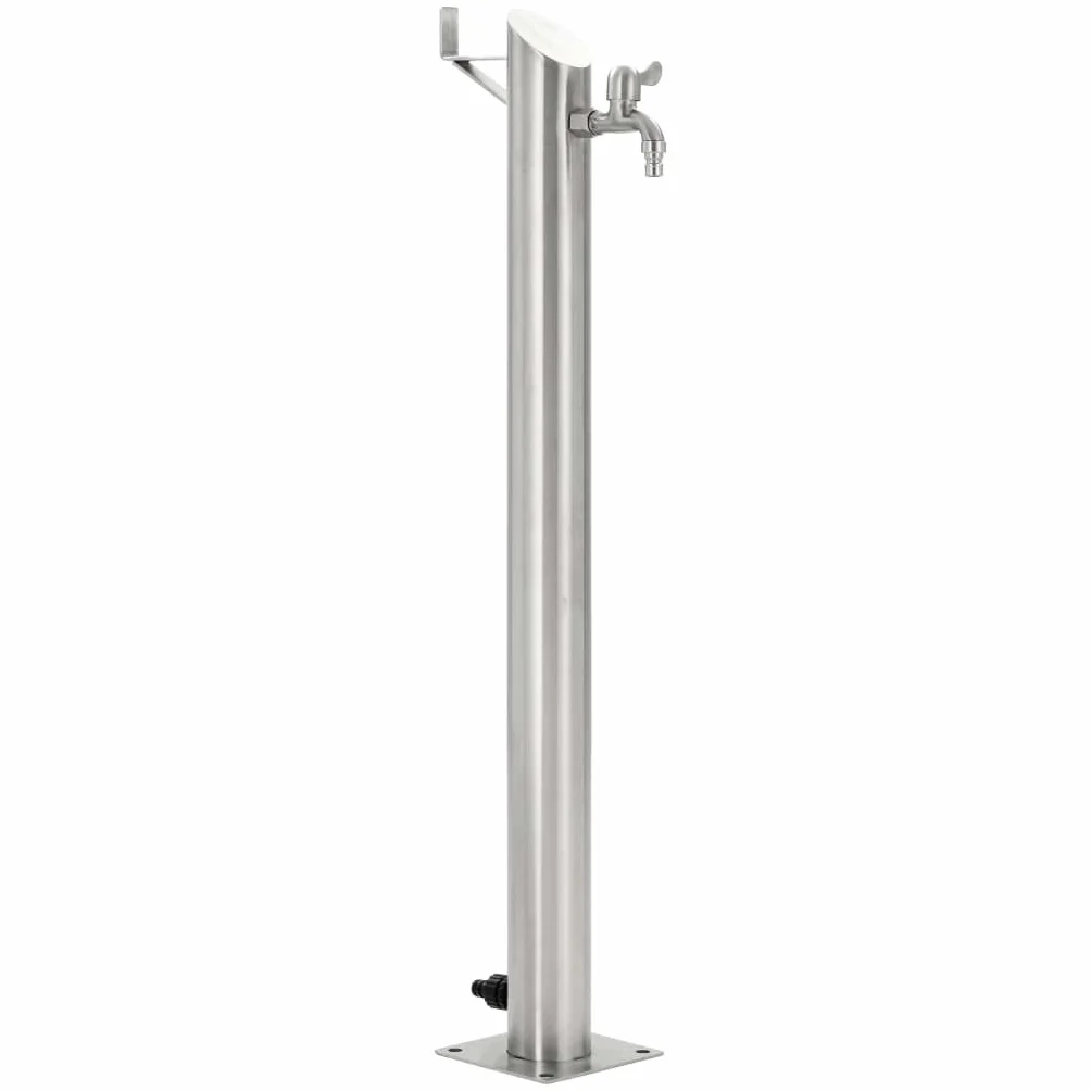 vidaXL Kran ogrodowy na słupku, stal nierdzewna, okrągły, 95 cm