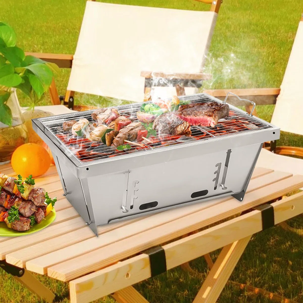 Mały Grill Na Świeżym Powietrzu Składany Wielofunkcyjny | Gryzaki Dla Intensywnych Gryzaczy Składane Rękojeści Do Kempingu Pikników Grillowania W Ogrodzie Na Plaży Dla Spotkań