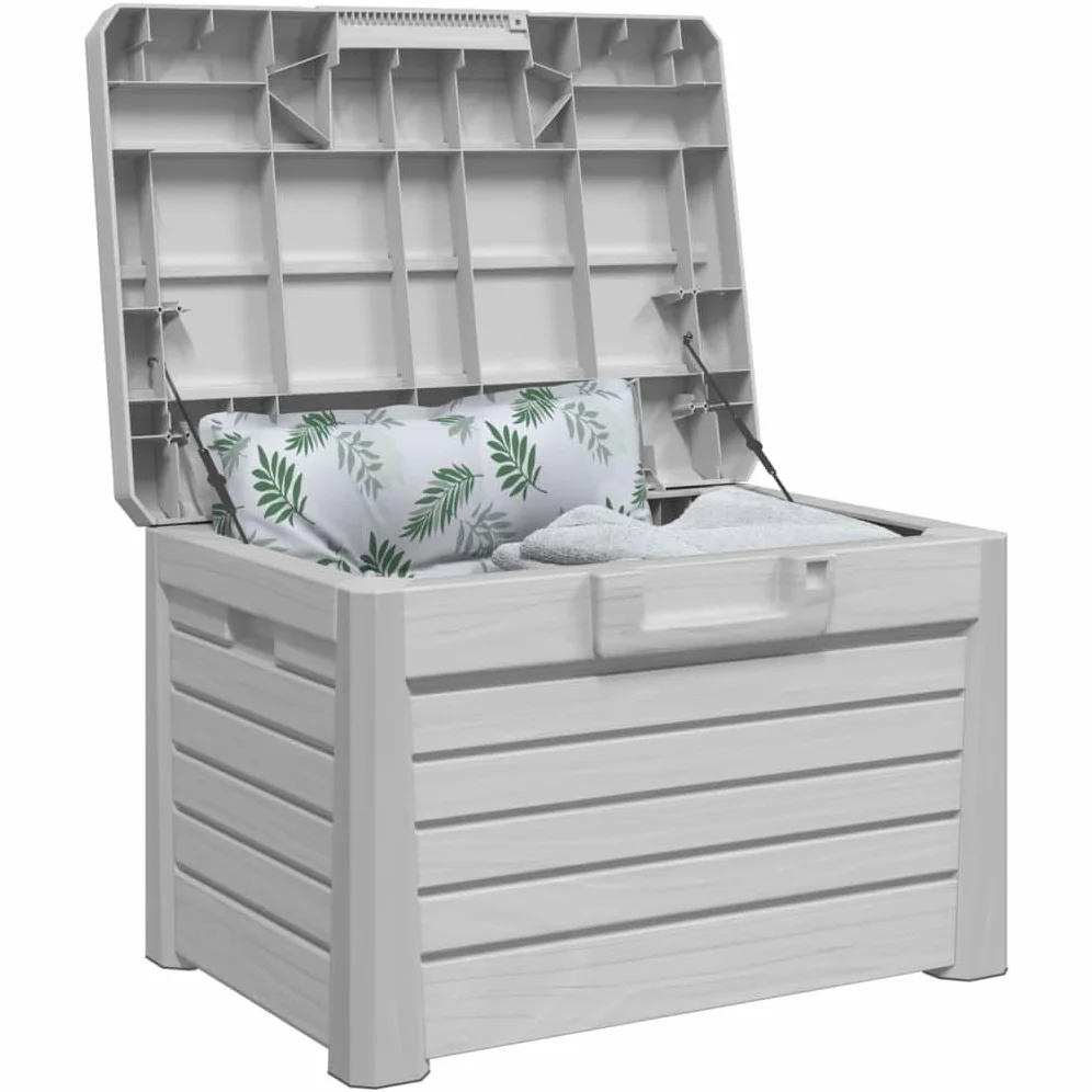 ShGaxin Skrzynia na poduszki Polipropylen Szary 73x50,5x46,5 cm, Arcon Zewnętrzna, Skrzynie Patio, Skrzynie Do Przechowywania Zewnętrznego, Skrzynia Tarasowa - 366601