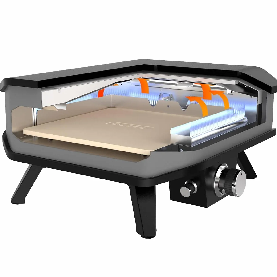 Millarco grill gazowy do pizzy XXL 17" 8 kW 400° 42,50 x 42,50 cm czarny
