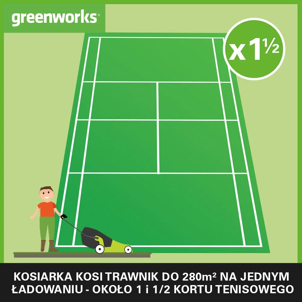 Greenworks GD24LM33 Kosiarka Akumulatorowa z Silnikiem Bezszczotkowym do Mniejszych Trawników do 280 m², Szerokość Koszenia 33 cm, torba 30l BEZ Baterii i Ładowarki 24 V, 3 Lata Gwarancji