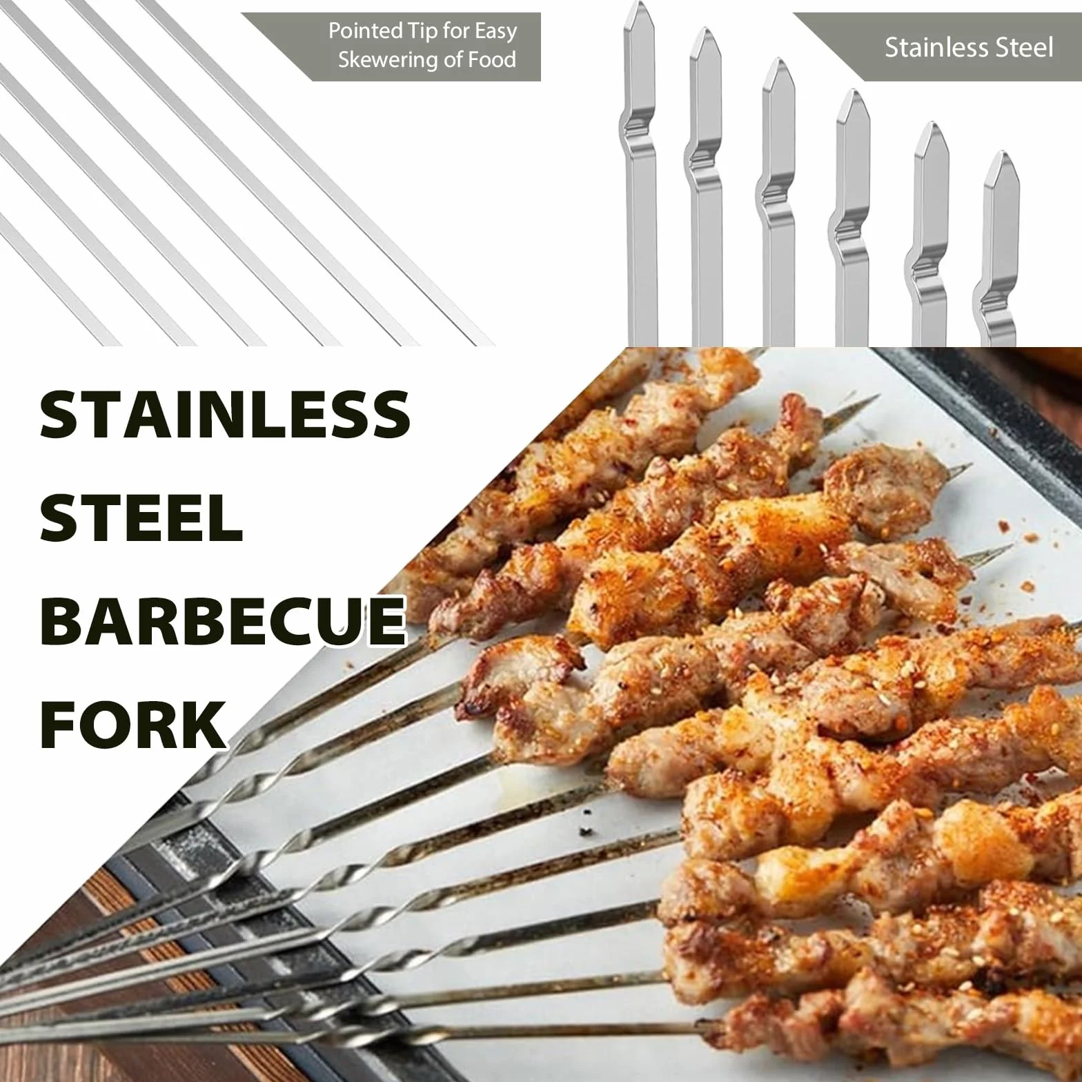 Elektryczny szpikulec obrotowy ze stali nierdzewnej 10 sztuk, automatyczny obrót 360° grill USB