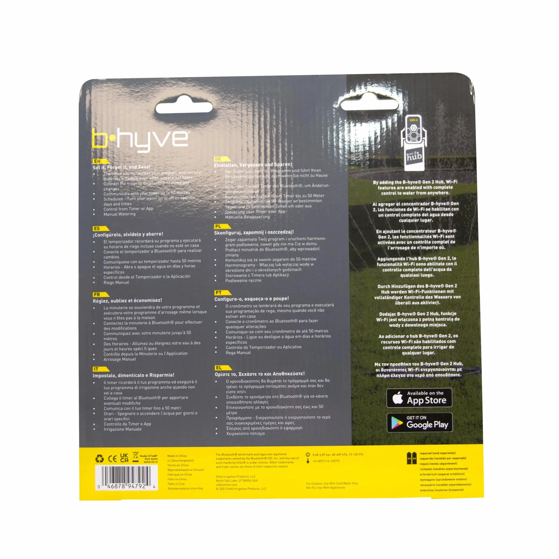 Orbit 94792 - B-hyve Bluetooth XD cyfrowy programator nawadniający, 2 wyjścia, złącze żeńskie 3/4" do kranu, w zestawie 2 automatyczne złącza do węża, możliwość sterowania za pomocą aplikacji