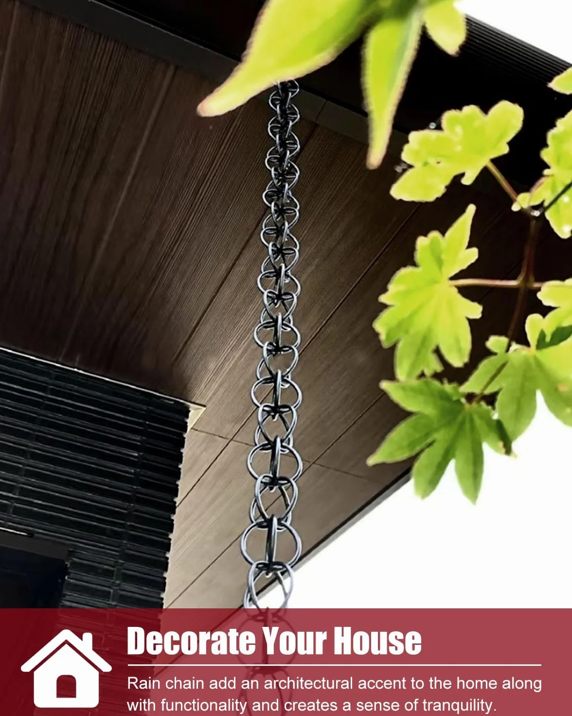Rain Chain Ozdobne Łańcuchy Deszczowe Wodospad, Metalowy Łańcuszek do Łapacza Deszczu, Rynny Rynny Spustowe Odwracacze Wody Deszczowej, Zewnętrzny Łańcuch Deszczowy do Kolektora Wody (Size : 3.6m/12f