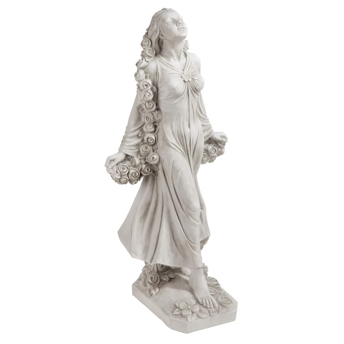 Design Toscano KY47018 Flora Boska Patronka Ogrodów Rzymska Statua, 77,5 cm, żywica poliestrowa, antyczny kamień