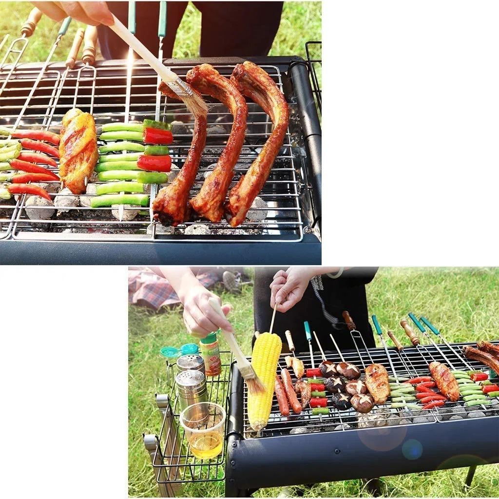 Grill Kempingowy Grill Na Węgiel Drzewny Grill Ogrodowy Wędzarnia Ogrodowa Grill Ze Stali Nierdzewnej Grill Zewnętrzny Składany Odpowiedni Dla 5-8 Osób