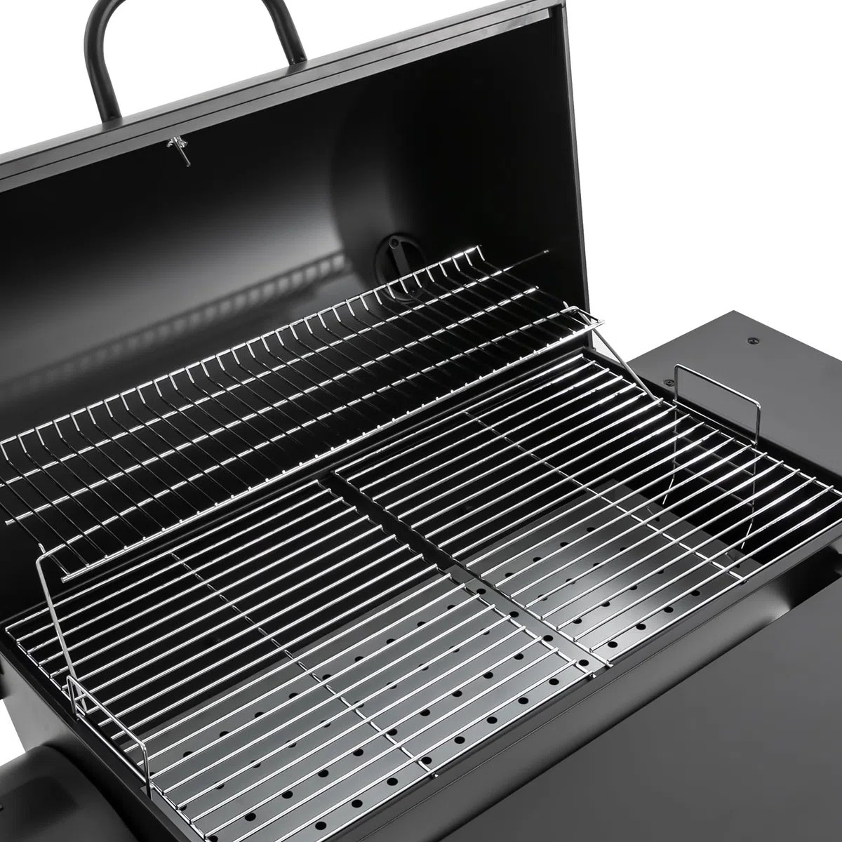 Grill na węgiel drzewny, grill na kółkach z pokrywą i termometrem, grill z kółkami, podwójna powierzchnia do grillowania dla 10 osób, do ogrodu, na taras, do użytku na zewnątrz