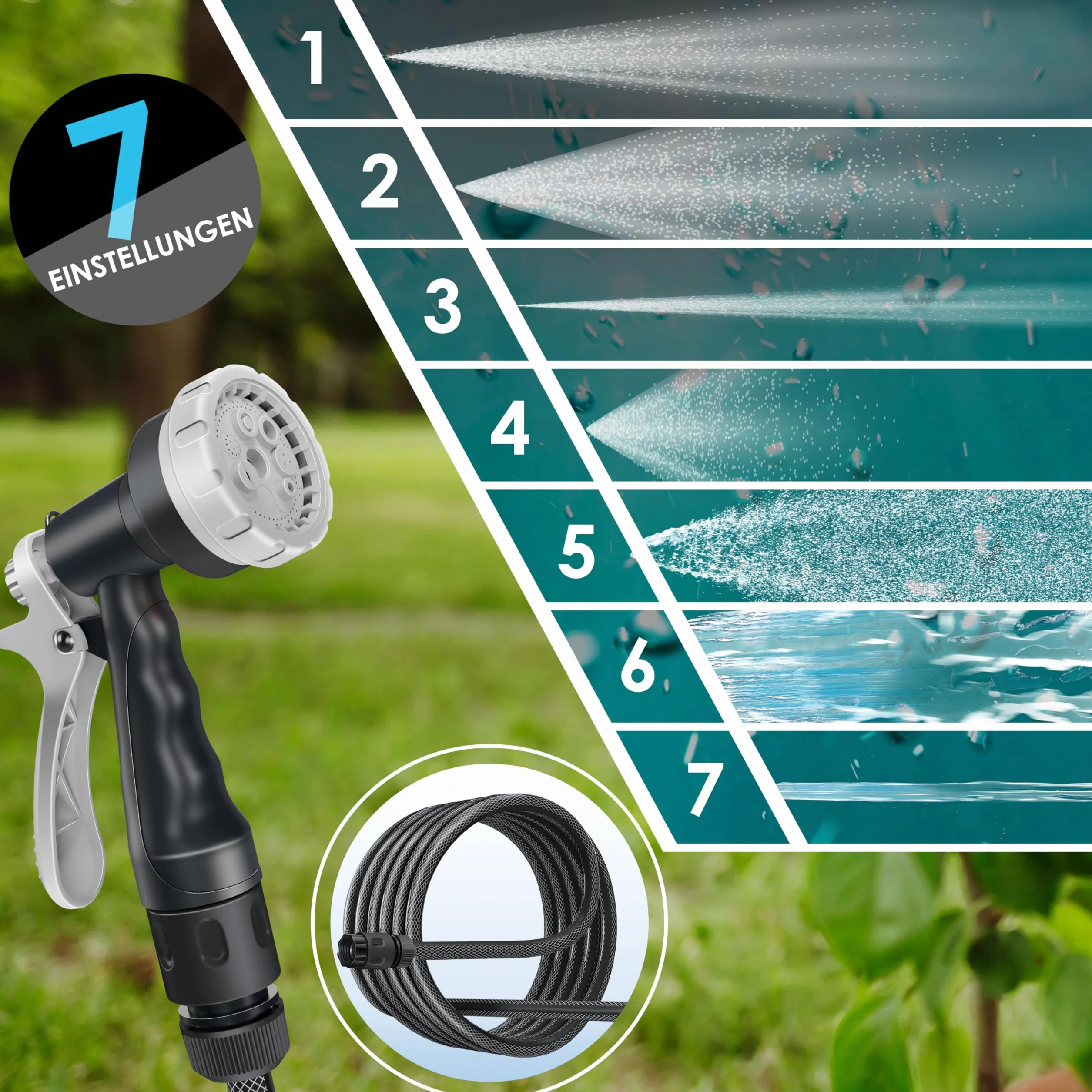 KESSER® Bęben na wąż ogrodowy z wężem ogrodowym 30 m | bęben do węża wodnego do montażu na ścianie | uchwyt ścienny | obracany o 180° i automatyczne zwijanie | pudełko na wąż ścienny w zestawie z 7