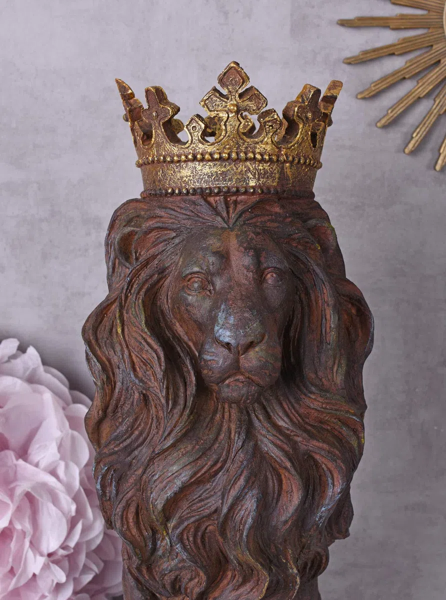 Unbekannt Figurka lwa figurka zwierzęcia wejście lew z koroną rzeźba ogrodowa, brama ogrodowa, lew ogrodowy, cw204 Palazzo Exclusive
