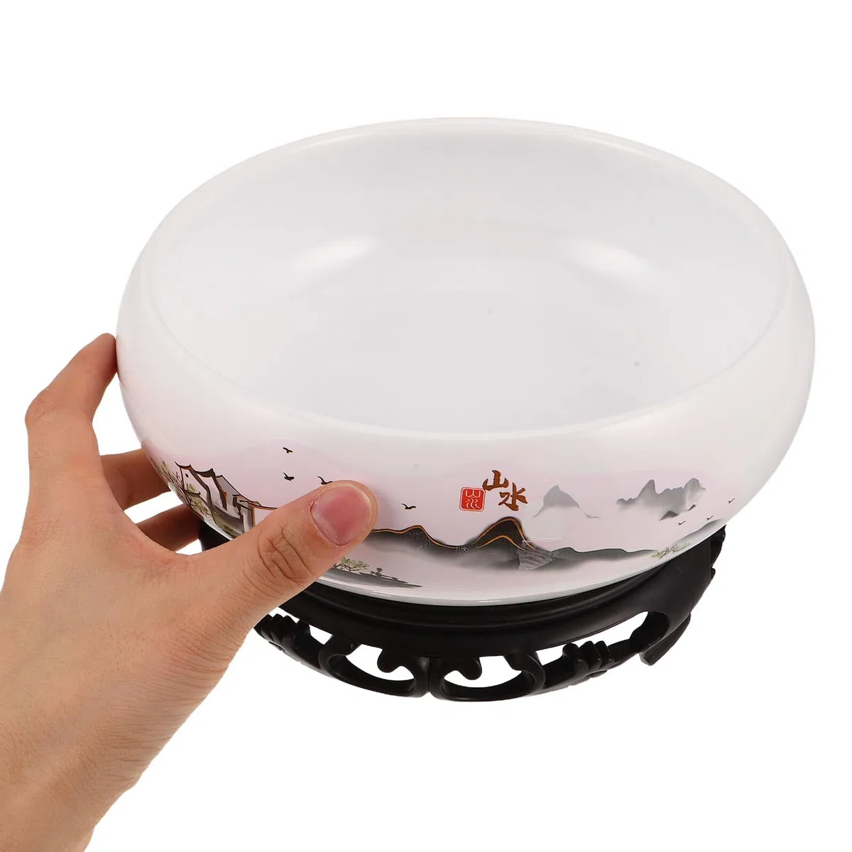 Toyvian Ceramiczna Doniczka Hydroponiczna Lotus Bowl Biała Porcelana z Podstawą Hydroponiczny Poidełko Do Roślin Wodnych i Kwiatów Wewnętrznych Stabilny Doniczkowy Pojemnik Lilii Wodnej