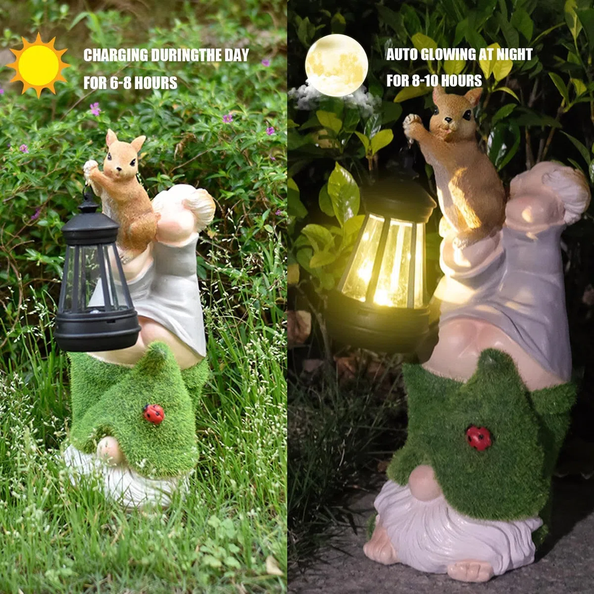 Krasnale Ogrodowe Zewnętrzne Zasilana solarnym światłem figurka odporna na | Zewnętrzne Rzeźby Krasnali Ogrodowych Do Patio, Trawnika, Podwórka, Balkonu,