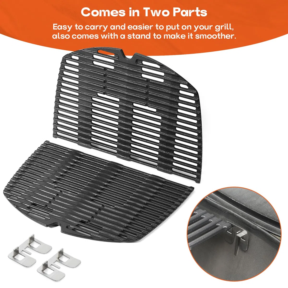 Onlyfire żeliwny ruszt do grilla Weber Q300, Q320, Q3000, Q3100, Q3200 seria Grill gazowy, zamiennik do Weber 7646-zestaw 2 sztuk