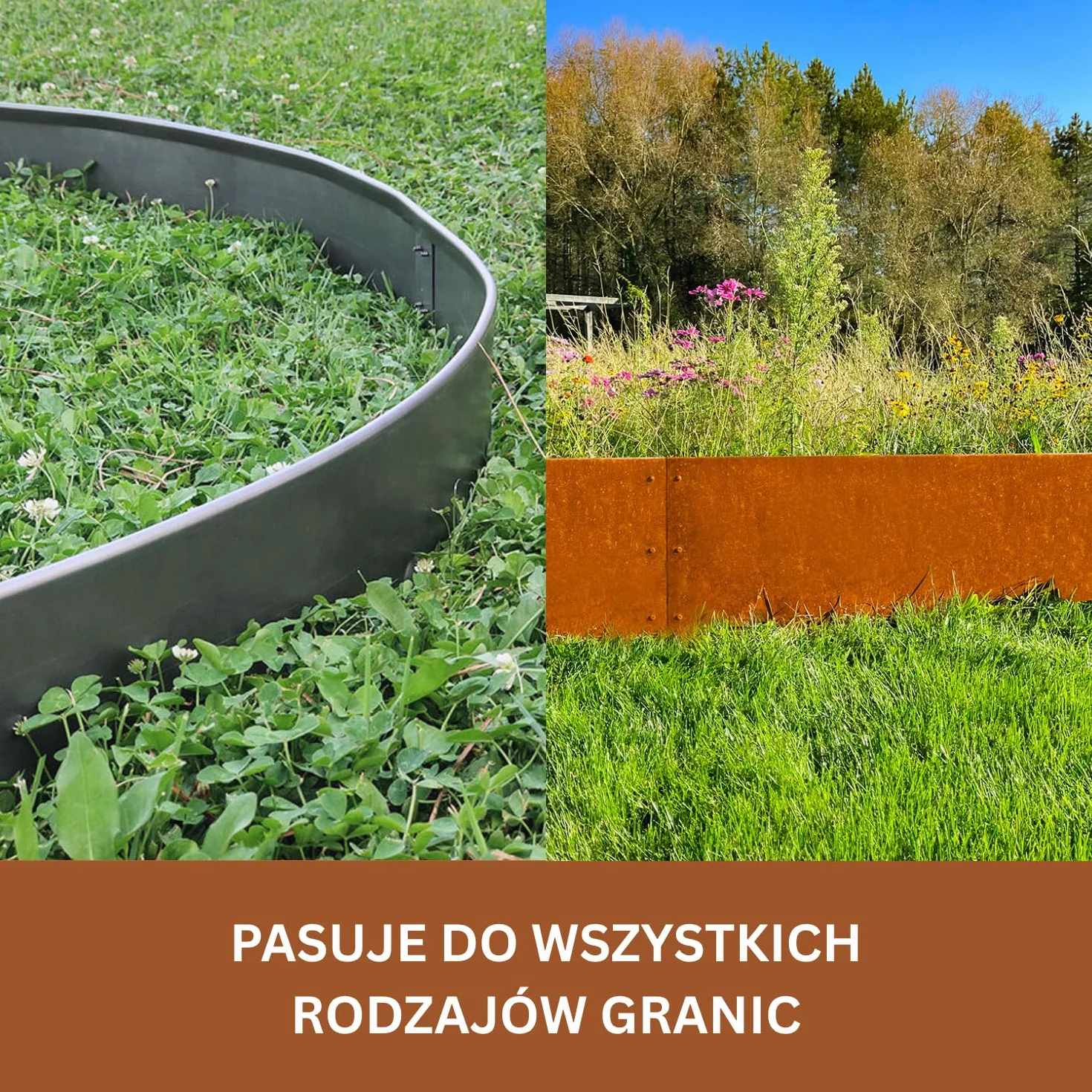 Rori Obrzeża trawnikowe ze stali Corten 5m - 16 cm wys. – zaokrąglony wierzch – 5 x 1m gięte obrzeża trawnikowe – obwódka do ogrodu warzywnego i rabat – ogrodzenie DIY