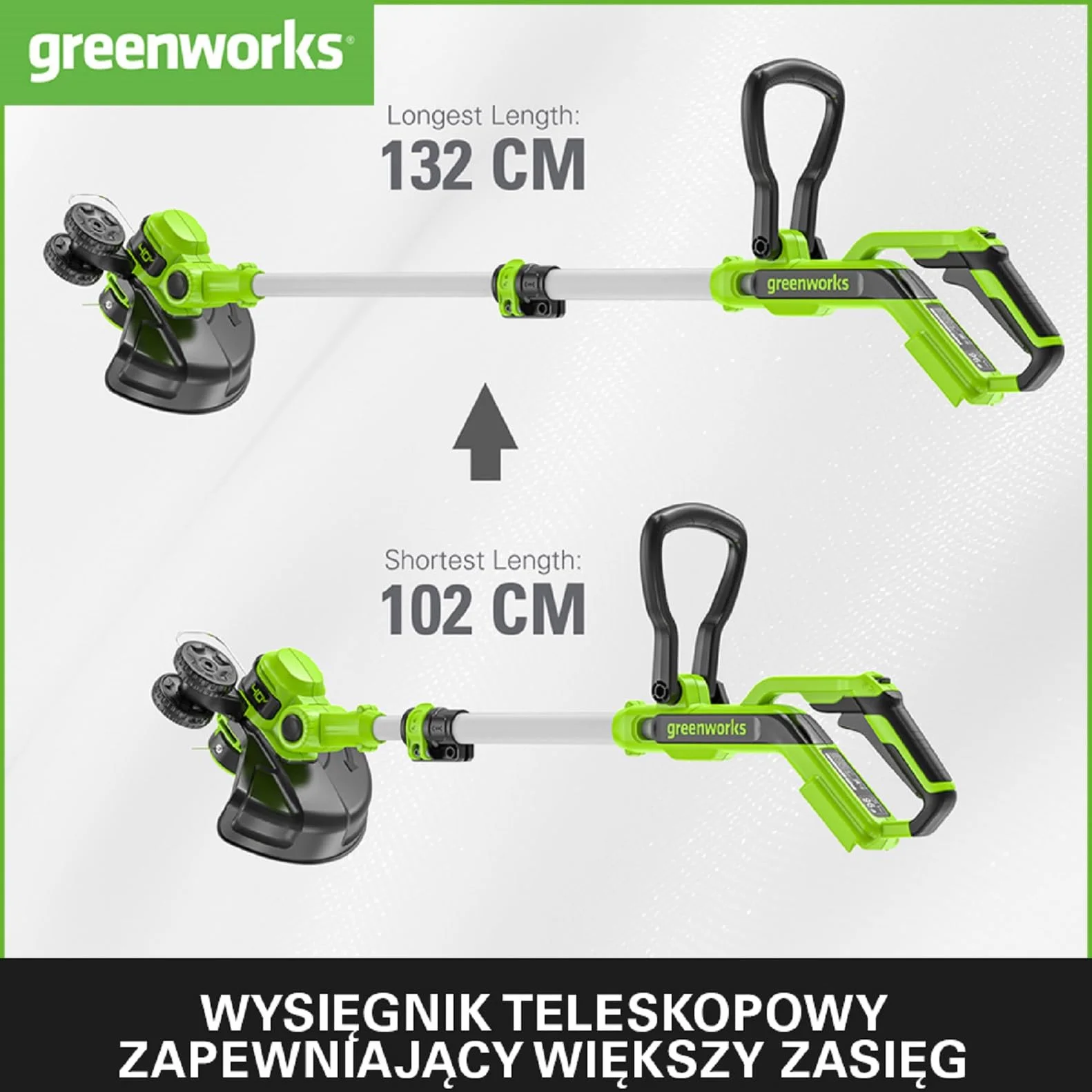 Greenworks G40LT33 Akumulatorowa Podkaszarka Krawędziarka z Kołem do Małych i Średnich Ogrodów, Szerokość Cięcia 33 cm, Automatyczny Wysuw Żyłki Nylonowej 1,65 mm, BEZ Baterii 40V i Ładowarki