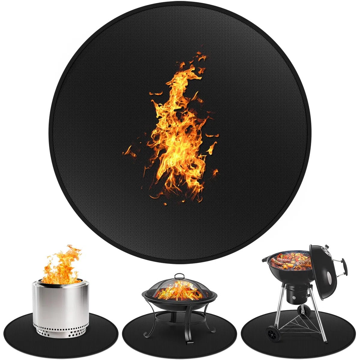 Mata ogniskowa do pieca solo, okrągła, ognioodporna, pod grill, na taras, wodoodporna i olejoodporna, podkładka podłogowa do pieca solo, akcesoria do paleniska, 76 cm
