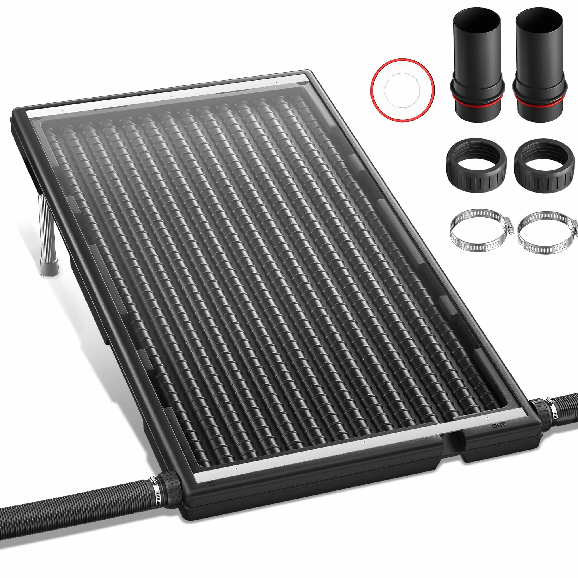 YUENFONG Ogrzewanie basenowe, kolektor słoneczny z wężem, kolektor słoneczny, ogrzewanie o pojemności 15 l, ogrzewanie solarne do basenu, ogrodu, 111,5 x 66 cm, 1 sztuka