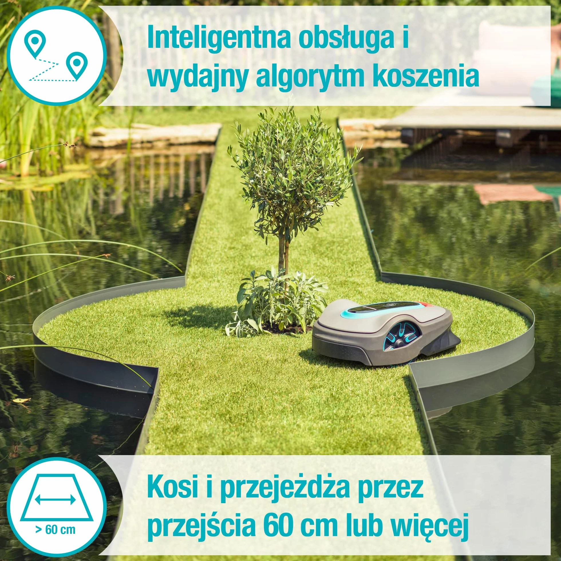 Gardena SILENO life: kosiarka automatyczna do trawników o powierzchni do 1000 m², sterowana za pomocą aplikacji Bluetooth, bardzo cicha - 57 db(A), kosi w każdych warunkach pogodowych (wersja PL)
