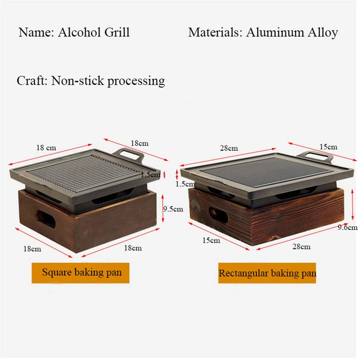 Przenośny grill na węgiel drzewny, 18 x 18 cm, japoński koreański grill stołowy z drewnianą podstawą, kompaktowy sprzęt do gotowania na świeżym powietrzu, na kemping, imprezy na podwórku