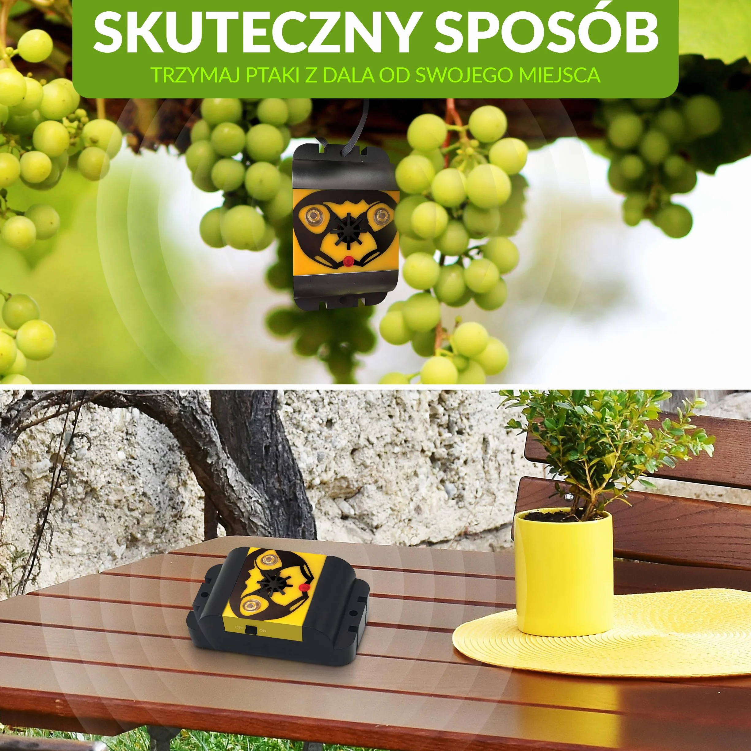 ISOTRONIC Odstraszacz ptaków i gołębi – Ultradźwięki i lampa błyskowa – Bateryjny – Na balkon i do ogrodu – Skuteczna ochrona przed ptactwem – Zasięg 40 m² (2 sztuki)