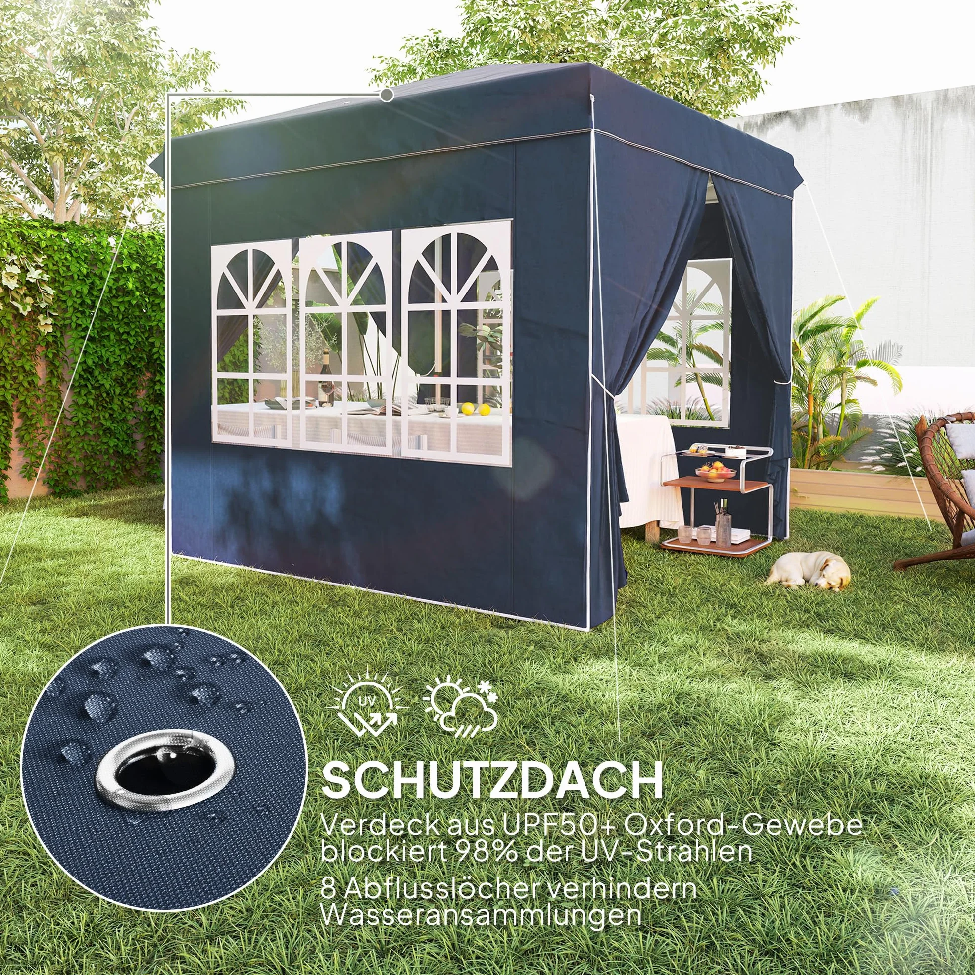 Outsunny Pawilon Ogrodowy 2,5 x 2,5 m Składany Ochrona UV 50+