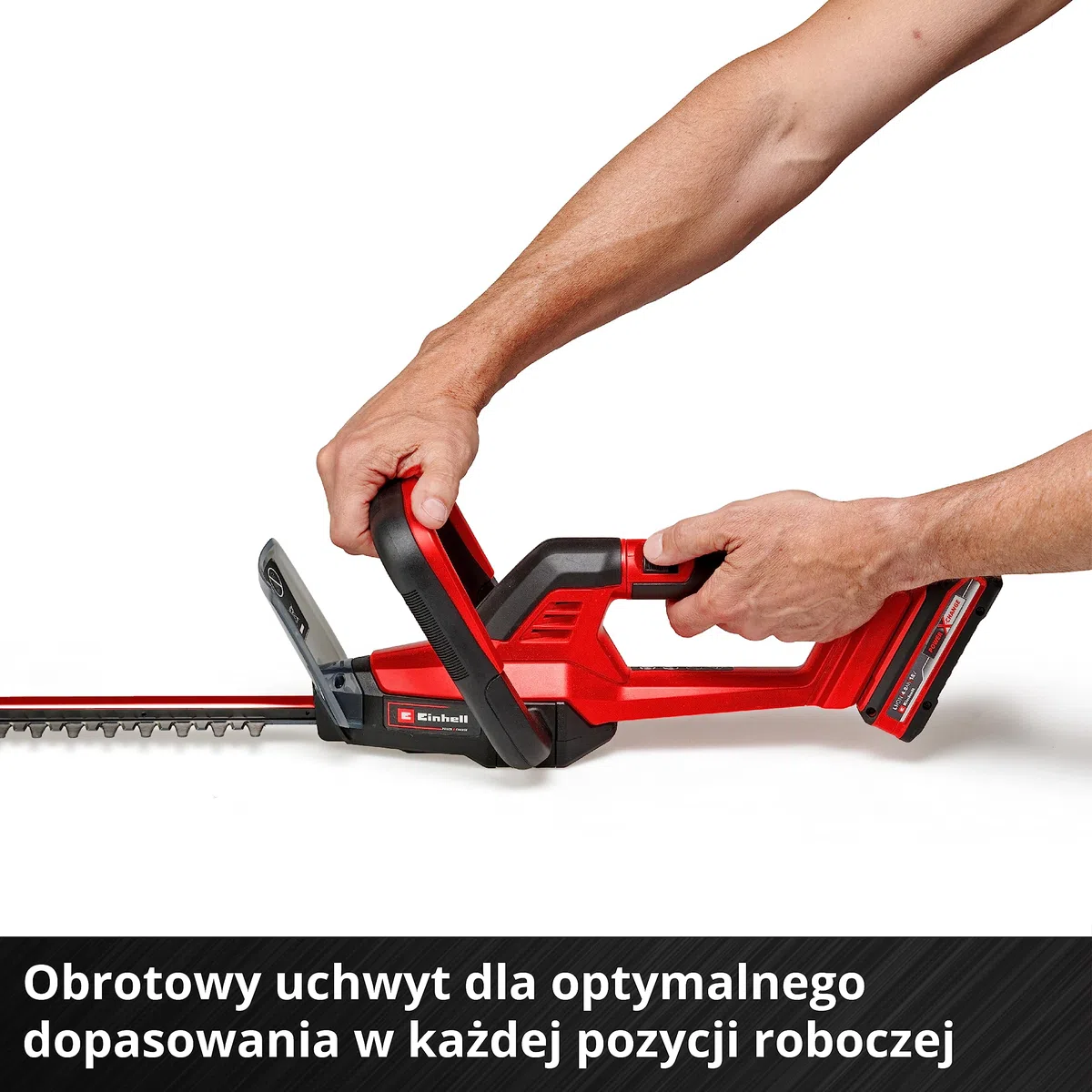 Einhell Akumulatorowe nożyce do żywopłotu GC-CH 18/50 Li Solo Power X-Change (Li-Ion, 18 V, metalowa przekładnia, aluminiowa osłona ostrza, z walizką, bez akumulatora i bez ładowarki)