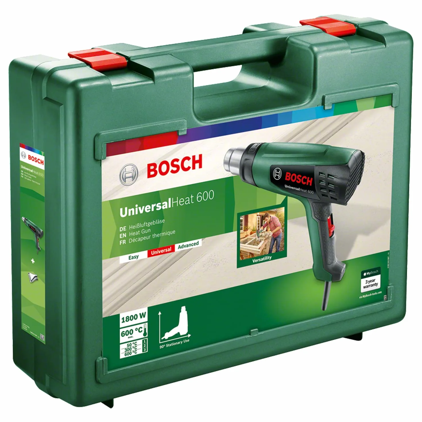 Bosch Home and Garden Home and Garden Universal Heat 600 dmuchawa gorącego powietrza (1800 W, temperatura: 50/300/600°C, w walizce), 06032A6101