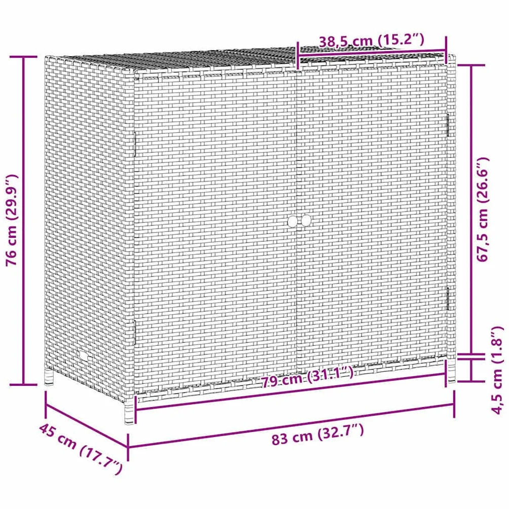 vidaXL Szafka ogrodowa polirattan czarna 83x45x76 cm