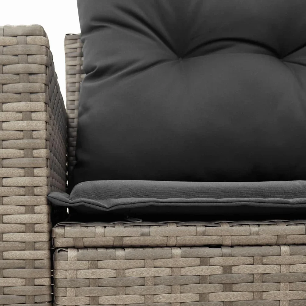 vidaXL Sofa ogrodowa z poduszkami, 2-osobowa, szara, polirattan, kanapa ogrodowa, siedzisko ogrodowe, 2-osobowa sofa ogrodowa, kanapy ogrodowe