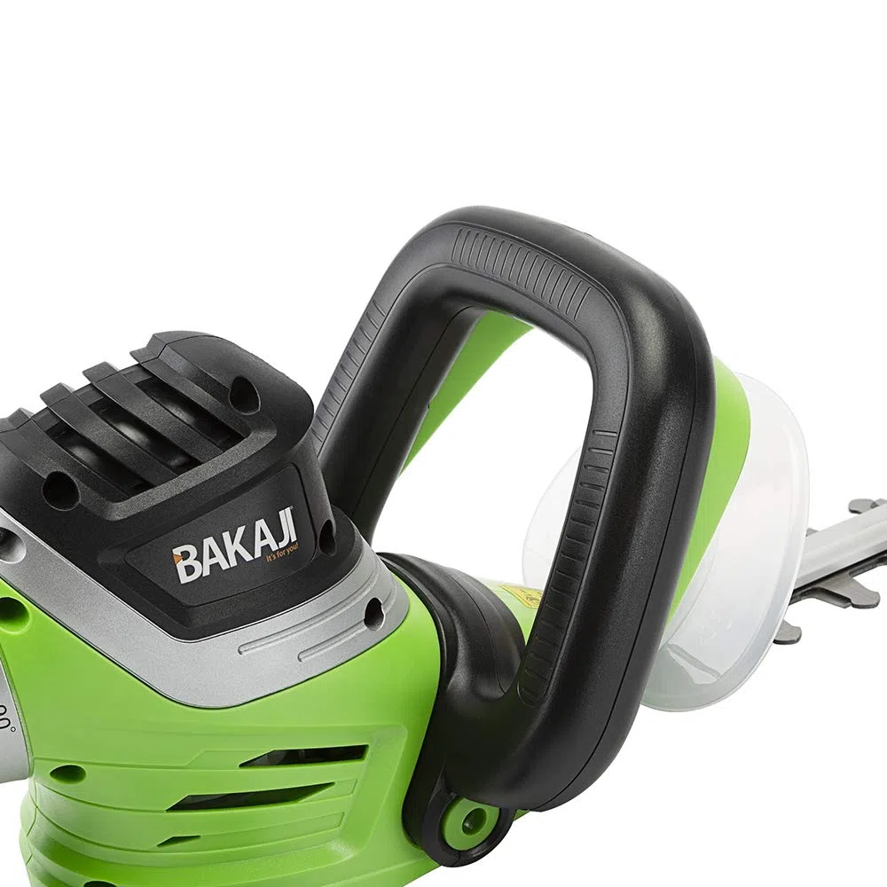 BAKAJI Elektryczne nożyce do żywopłotu, moc 710 W, ostrze, 69 cm, elektryczna piła do żywopłotu, trymer do trawy, noże ogrodowe ze stali i ergonomiczny uchwyt, obrotowy o 180 stopni