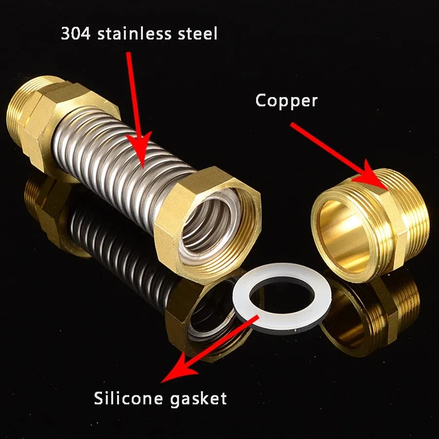 Adapter do węża ogrodowego DN35 40 50 6 BSP miedziany gwint zewnętrzny ze stali nierdzewnej 304 miech wentylator cewka centralna klimatyzacja wąż wlotowy wody (kolor: DN40 l 1-1l2, długość: 300 mm)