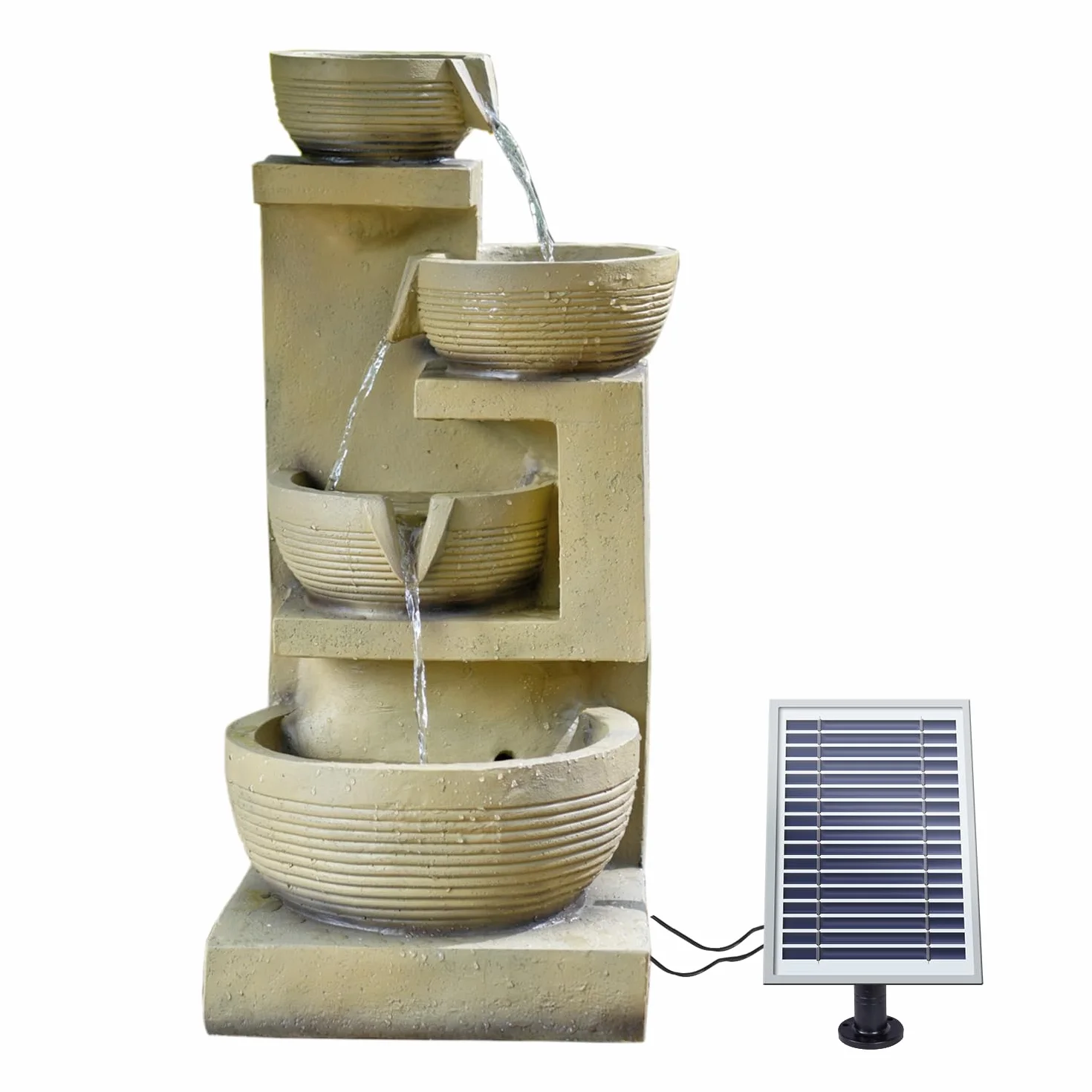 Solarna fontanna ogrodowa AMUR, solarna studnia ozdobna, wodospad, lampa ogrodowa, pompa do stawu - fontanna do ogrodu, sadzawki (7-SP02153-2)